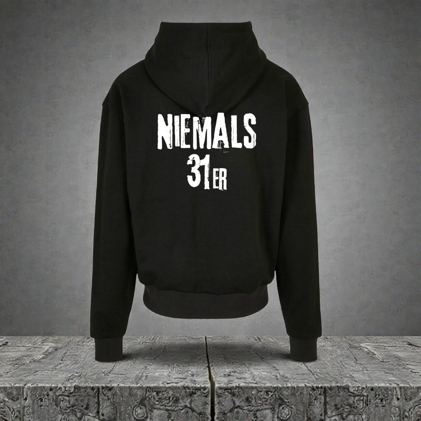 "Niemals 31er" Oversized Zip Hoodie (schwarz)